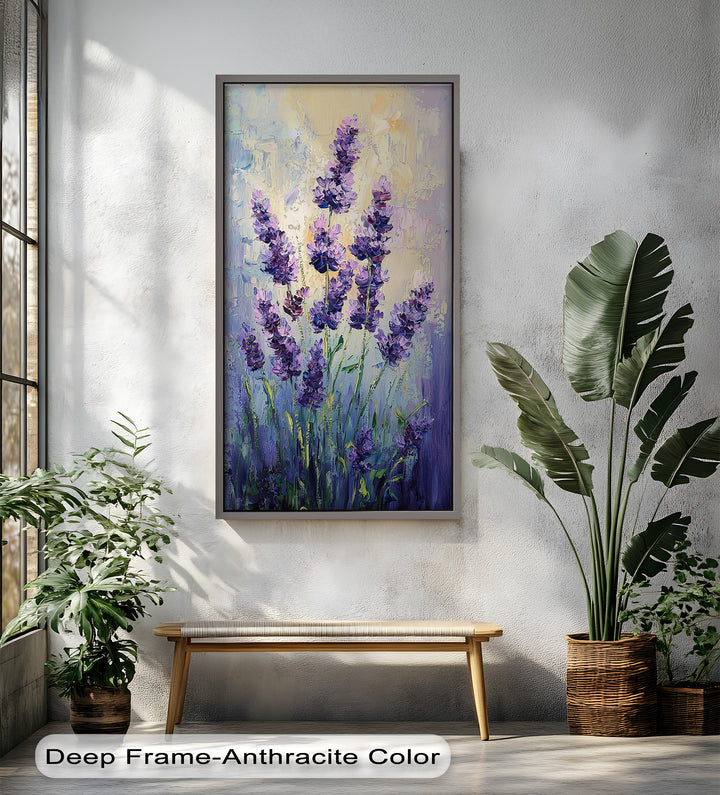 Lavender Blooms in Textured Harmony - Flower Oil Painting