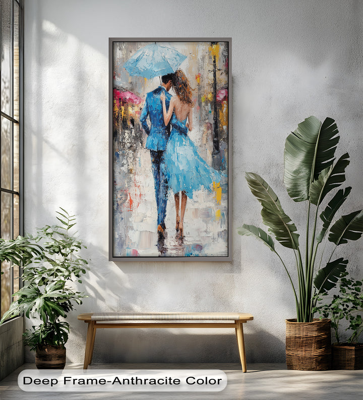 Forever in the Rain – Romantic Couple Love Oil Painting