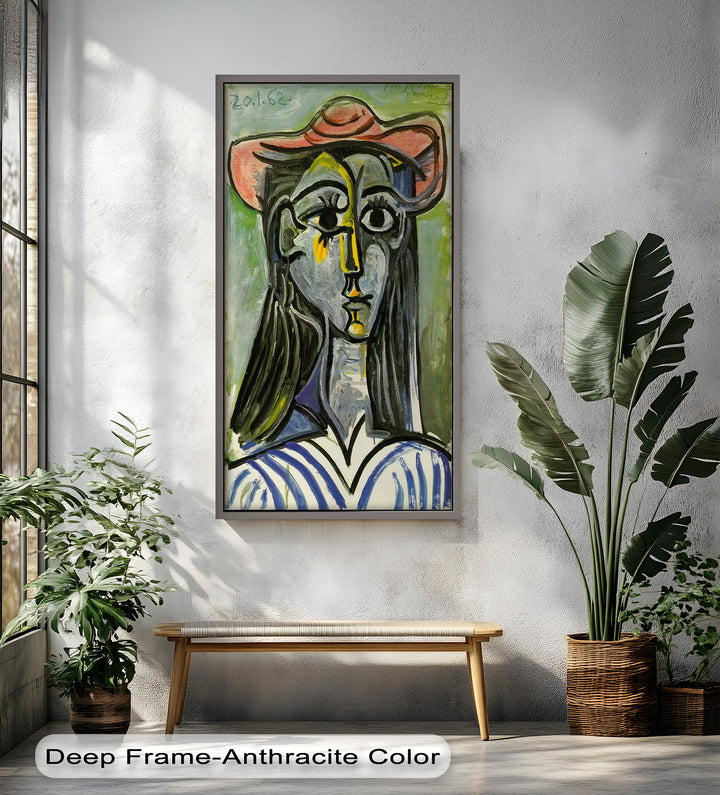 Woman in Rose Hat – Expressive Cubist Portrait Picasso Oil Painting
