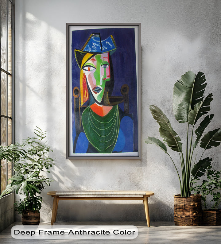 Jade and Indigo Muse – Abstract Woman Picasso Oil Painting