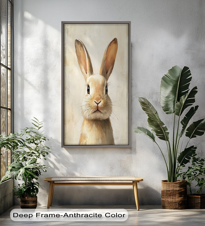 Soft-Gazed Bunny in Cream Hues - Animal Oil Painting