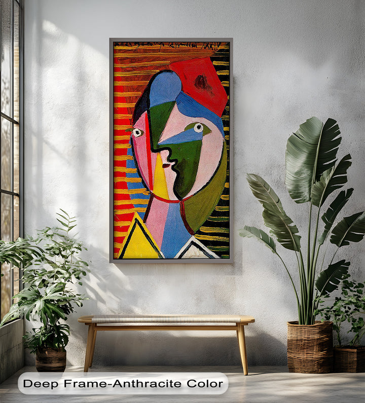 Vibrant Abstract Face – Cubist Oil Painting
