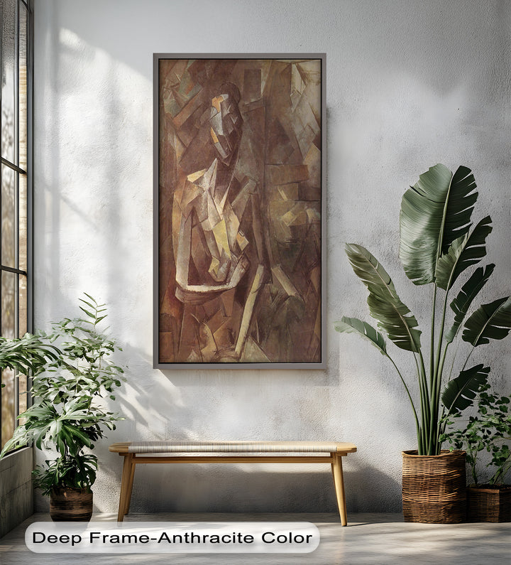 Geometric Nude Study Wall Art – Cubist Oil Painting
