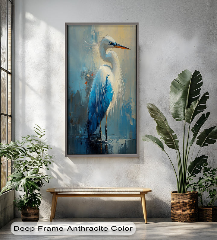 Modern Blue Heron - Animal Oil Painting