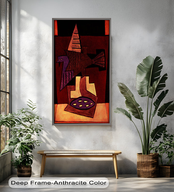 Abstract Bird & Bowl Wall Art – Cubist Oil Painting