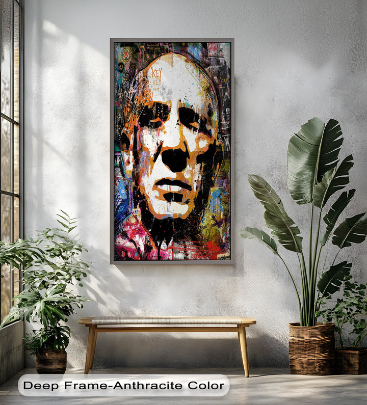 Graffiti Face Portrait Wall Art – Urban Abstract Oil Painting