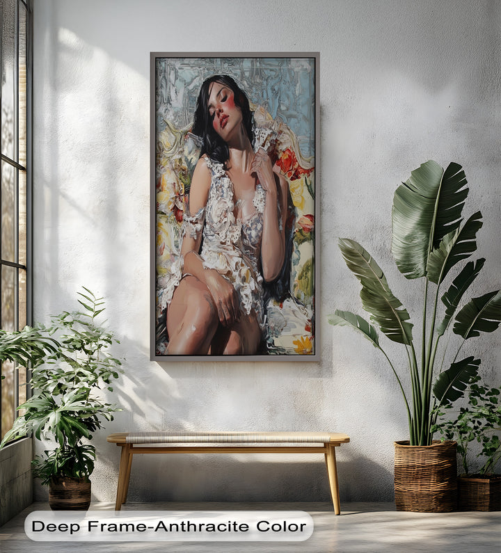 Reverie in Bloom – Zeitgenössische romantische figurative Ölmalerei