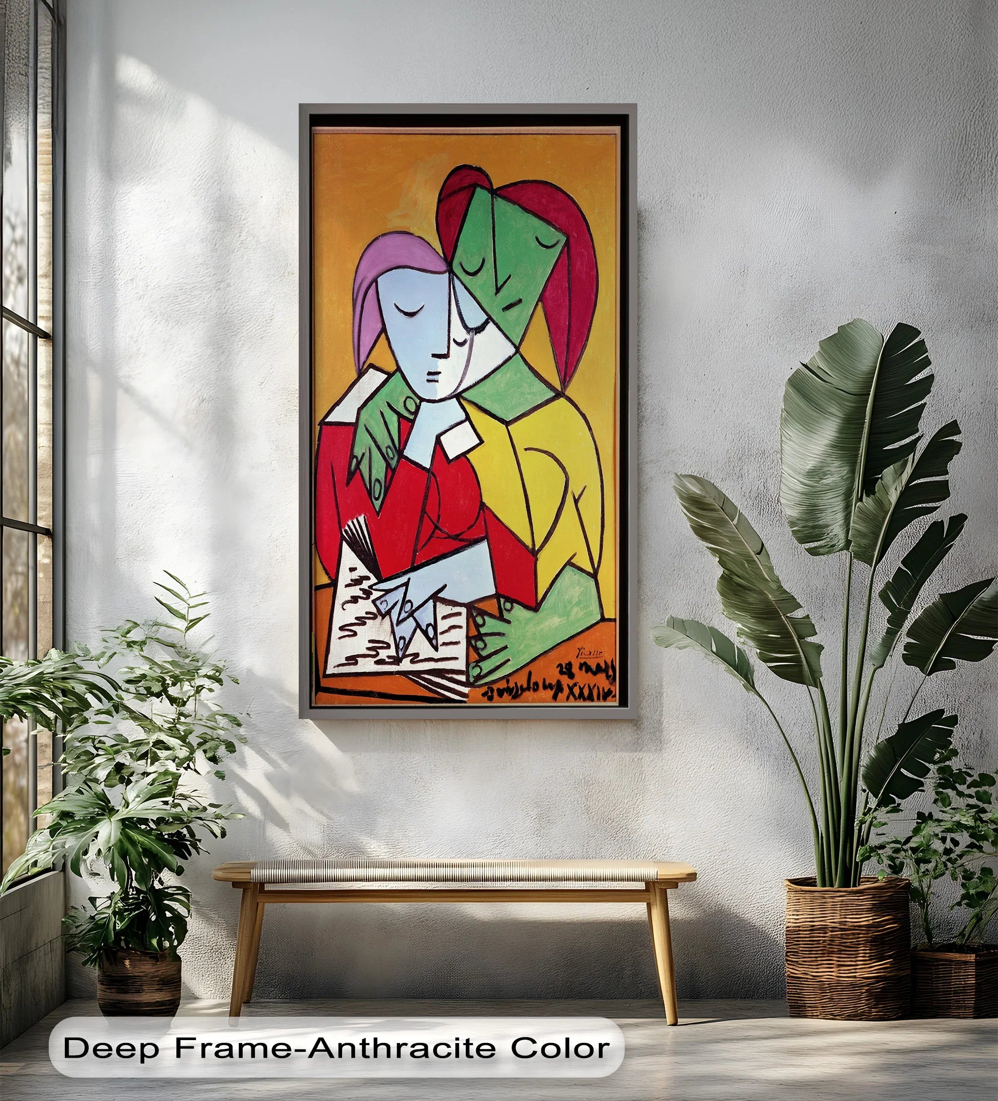 Cubist Lovers in Embrace Abstract - Picasso Oil Painting