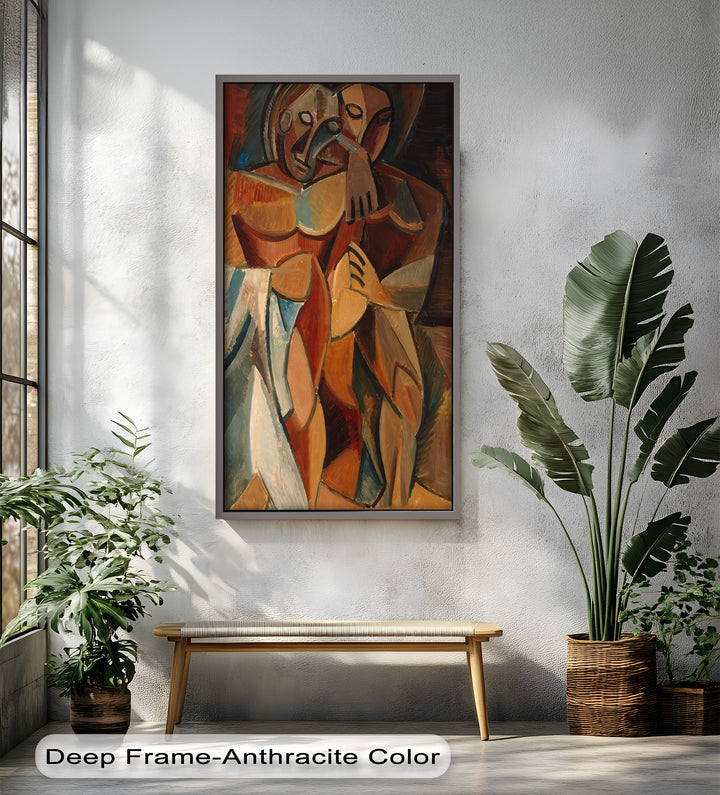 Abstract Embrace in Earth Tones - Picasso Oil Painting