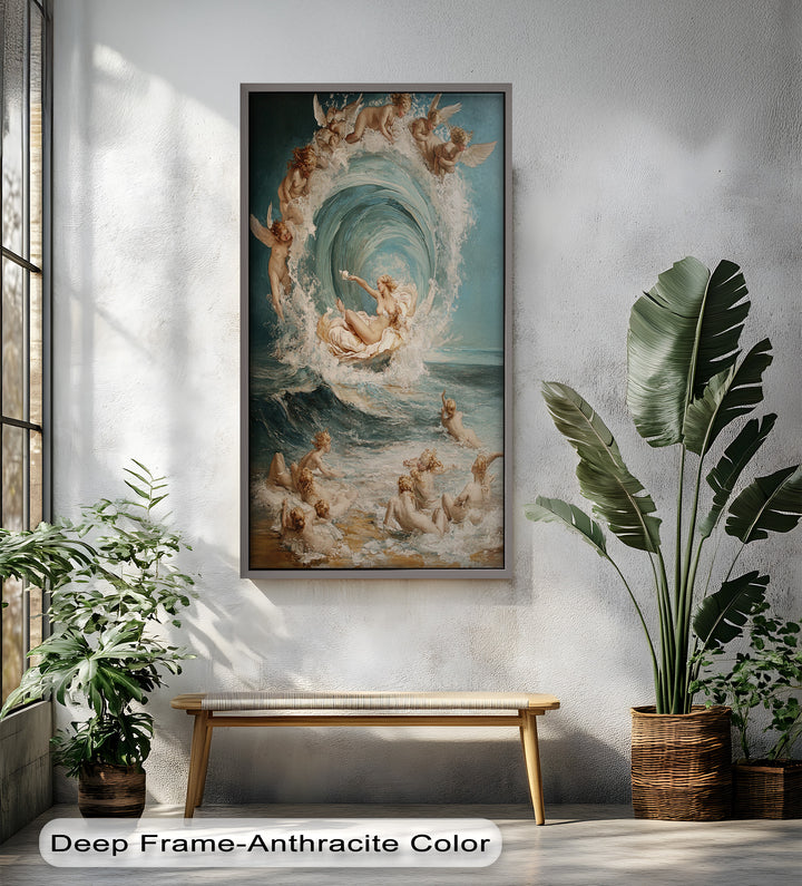 The Birth of Beauty – Mythic Seafoam and Cherubs Nude Oil Painting