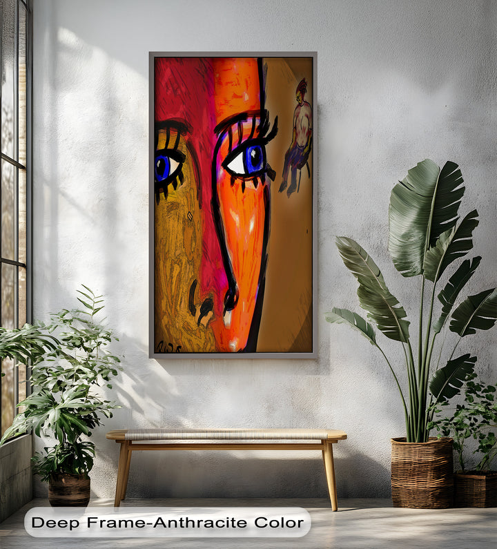 Gaze of Fire – Abstract Portrait with Distant Figure Picasso Oil Painting