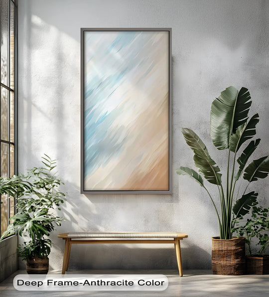 Soft light and shadow define the strokes in this abstract oil painting reproduction print, accentuating the tranquil, reflective quality of the artwork.