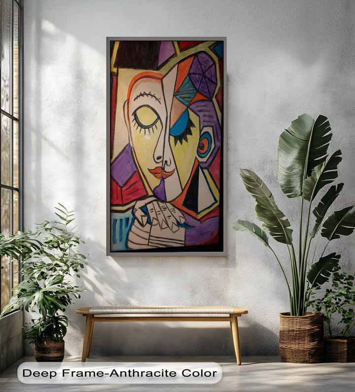 Mutige abstrakte Frau im Picasso-Stil - Picasso-Ölgemälde