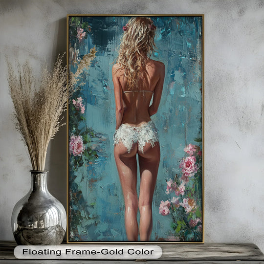 Floral Reverie – Dreamlike Summer Nude Oil Painting - MyPhotoStation