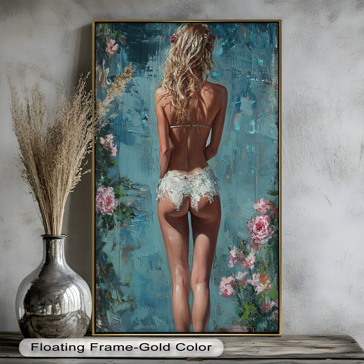 Floral Reverie – Dreamlike Summer Nude Oil Painting