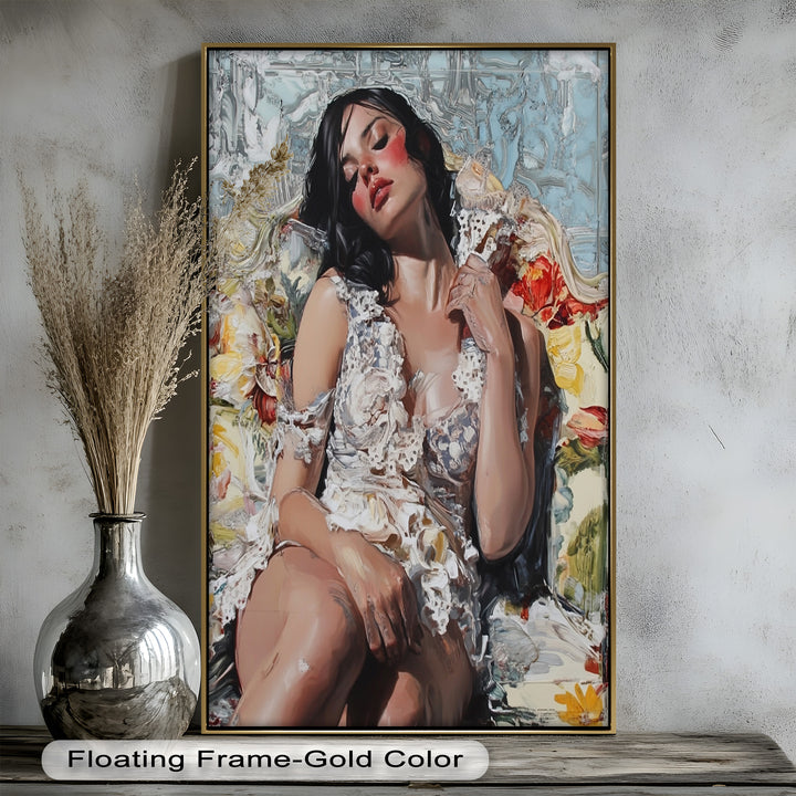 Reverie in Bloom – Zeitgenössische romantische figurative Ölmalerei