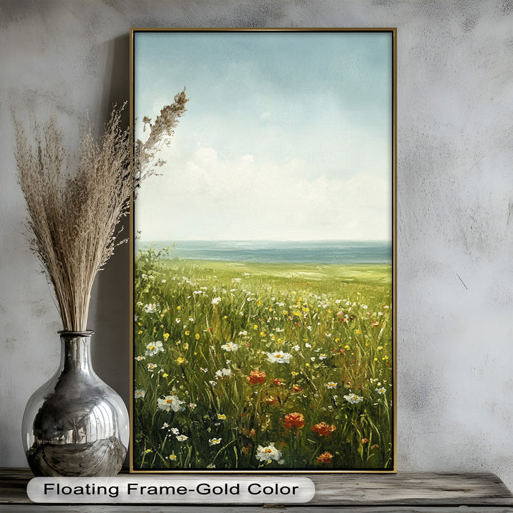 Küstennaturkunst - Wildblumenwiese Landschaftsölgemälde