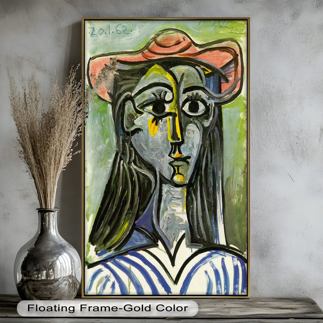 Woman in Rose Hat – Expressive Cubist Portrait Picasso Oil Painting