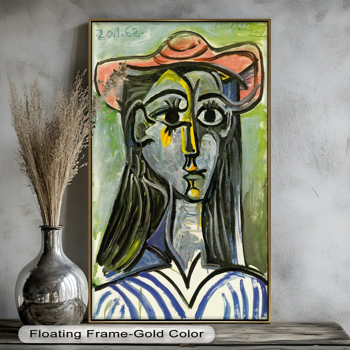 Woman in Rose Hat – Expressive Cubist Portrait Picasso Oil Painting