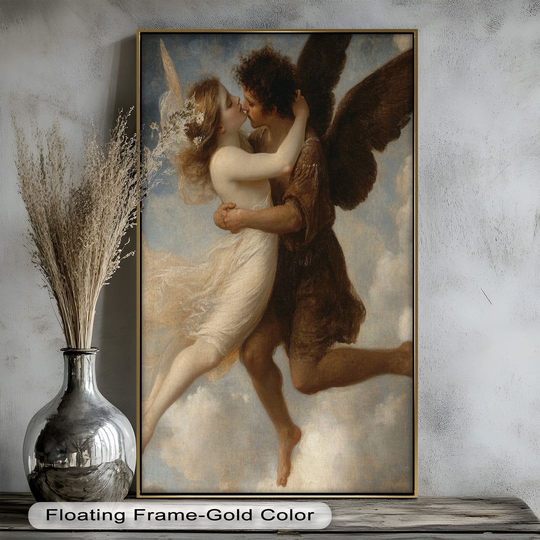 Celestial Embrace – Mythical Angelic Lovers Oil Painting