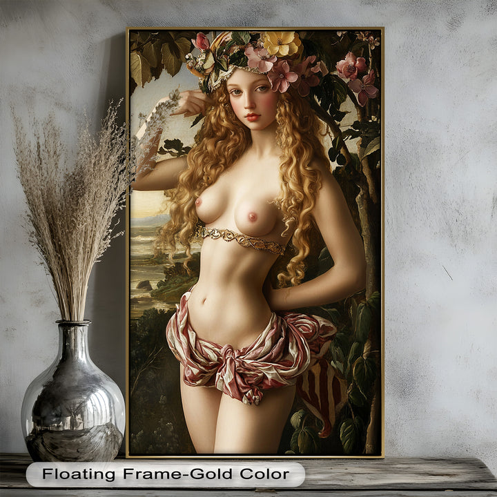 Goddess of Blossoms – Renaissance Mythology Nude Oil Painting