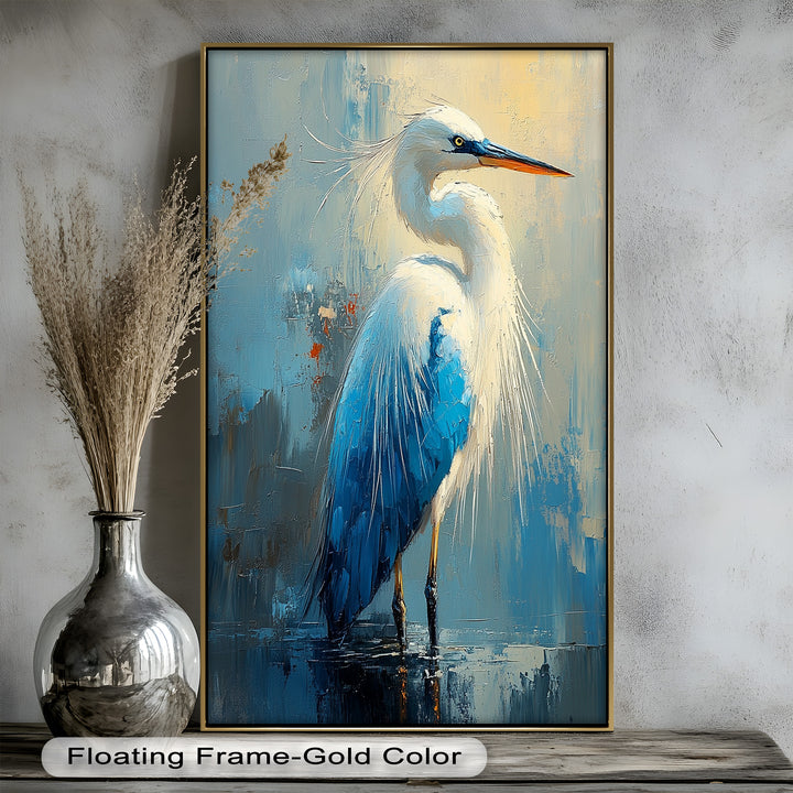 Modern Blue Heron - Animal Oil Painting