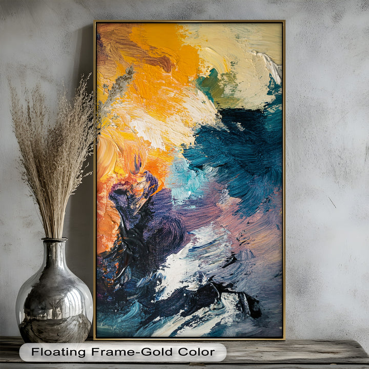 Oceanic Ember – Ölgemälde mit kräftiger abstrakter Textur