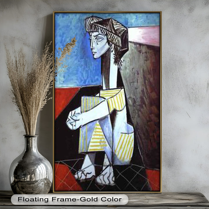 Seated in Reflection – Picasso Style Abstract Oil Painting