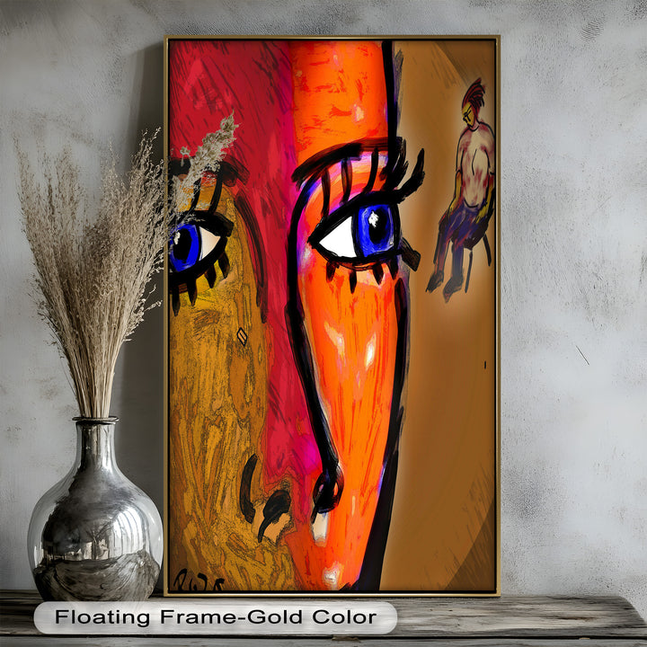 Gaze of Fire – Abstract Portrait with Distant Figure Picasso Oil Painting