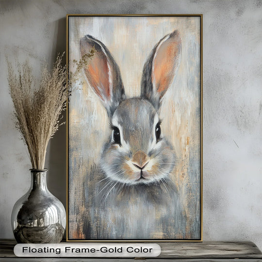 Captured in exquisite detail, the gentle bunny's portrait exemplifies the allure of oil painting wall art, making it a captivating animal art piece.