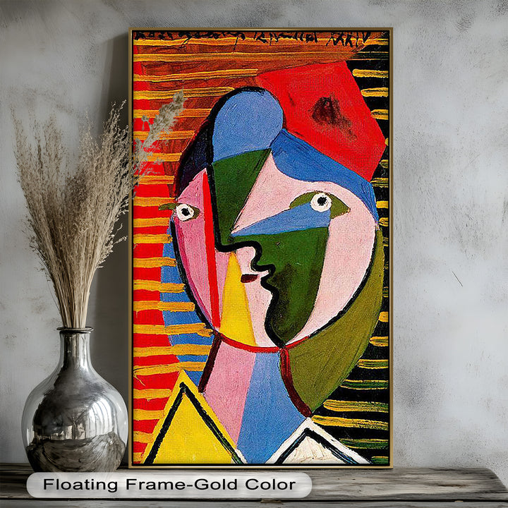 Vibrant Abstract Face – Cubist Oil Painting