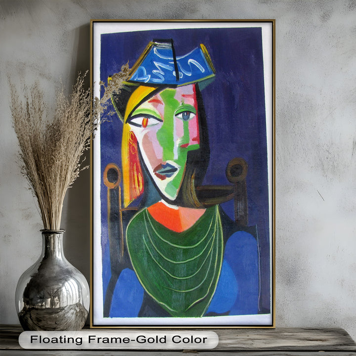 Jade and Indigo Muse – Abstract Woman Picasso Oil Painting