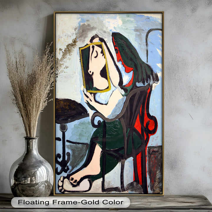 Woman with Mirror – Abstract Reflection Picasso Oil Painting