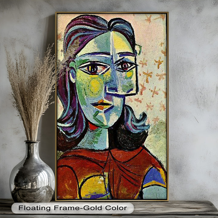 Colorful Portrait with Butterfly Accents - Picasso Oil Painting