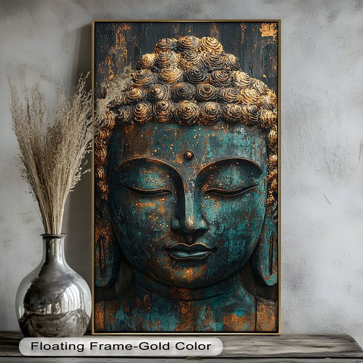 Turquoise Buddha Wall Art – Religious Oil Painting