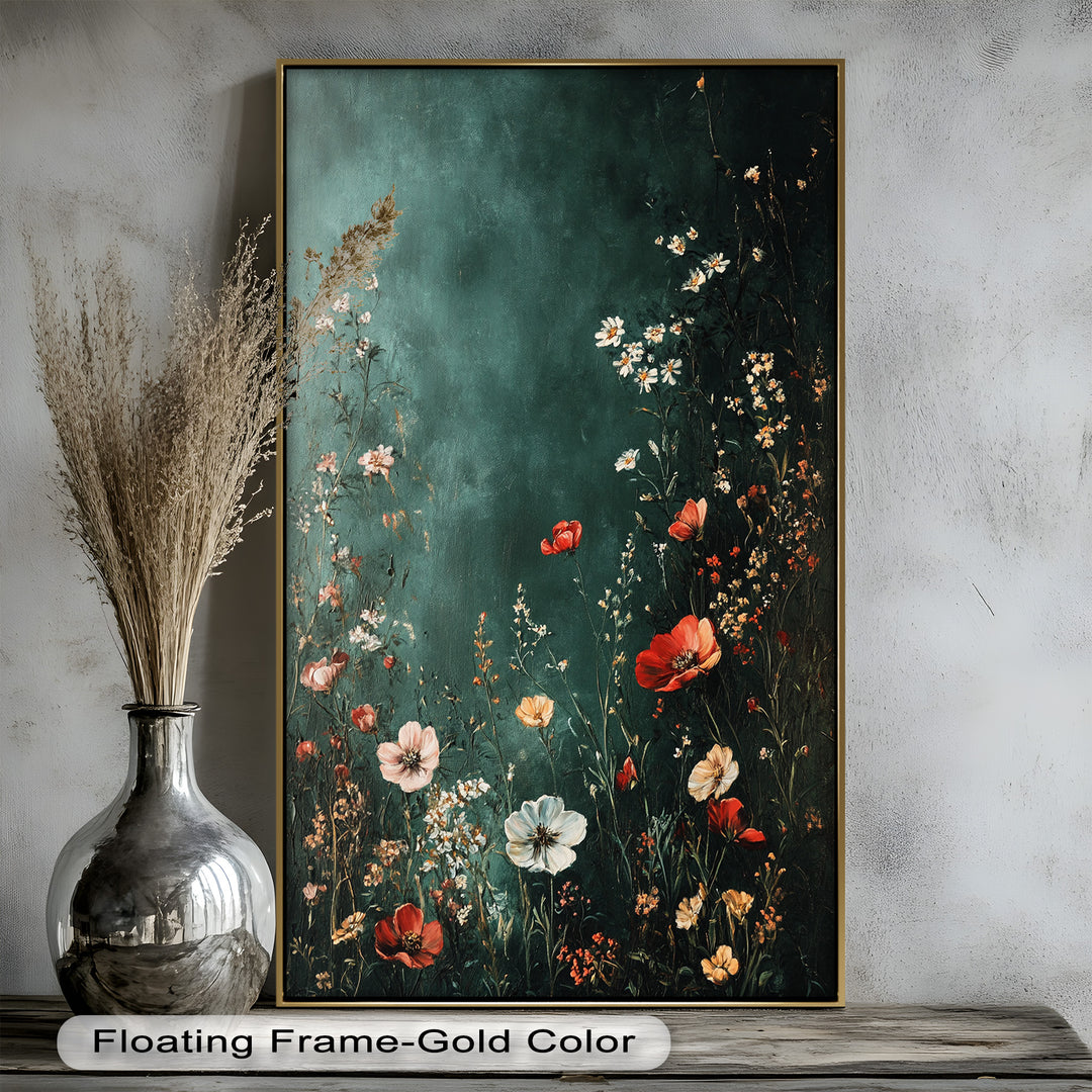 Wild Bloom Serenity – Vintage Blumenölgemälde