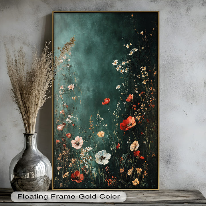 Wild Bloom Serenity – Vintage Blumenölgemälde