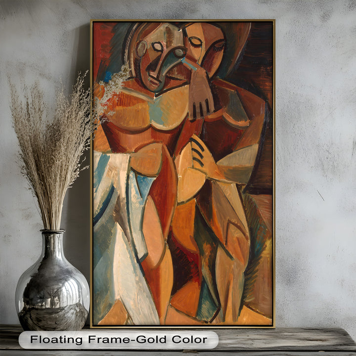 Abstract Embrace in Earth Tones - Picasso Oil Painting