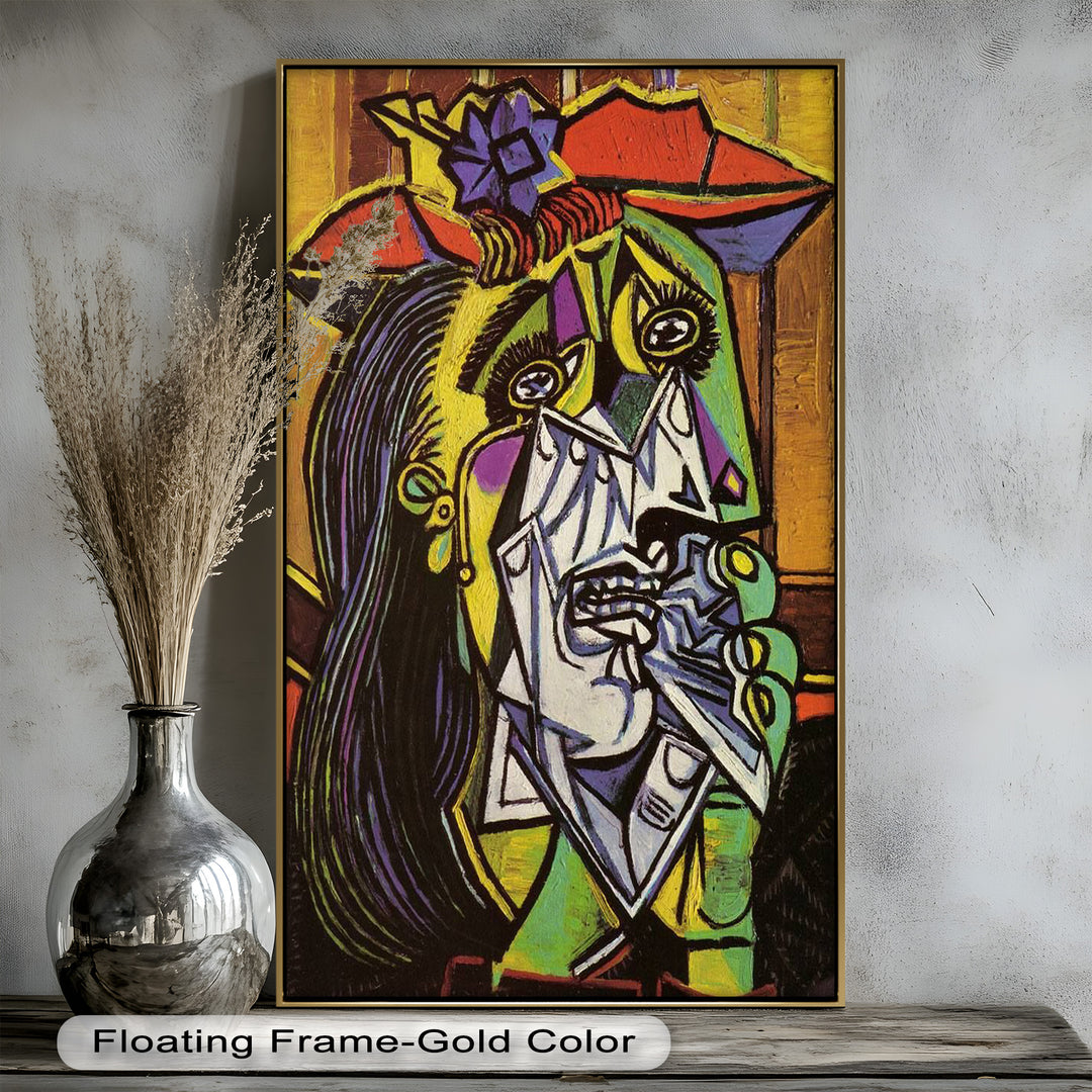Woman Weeping in Red Hat – Emotional Cubist Expression Picasso Oil Painting