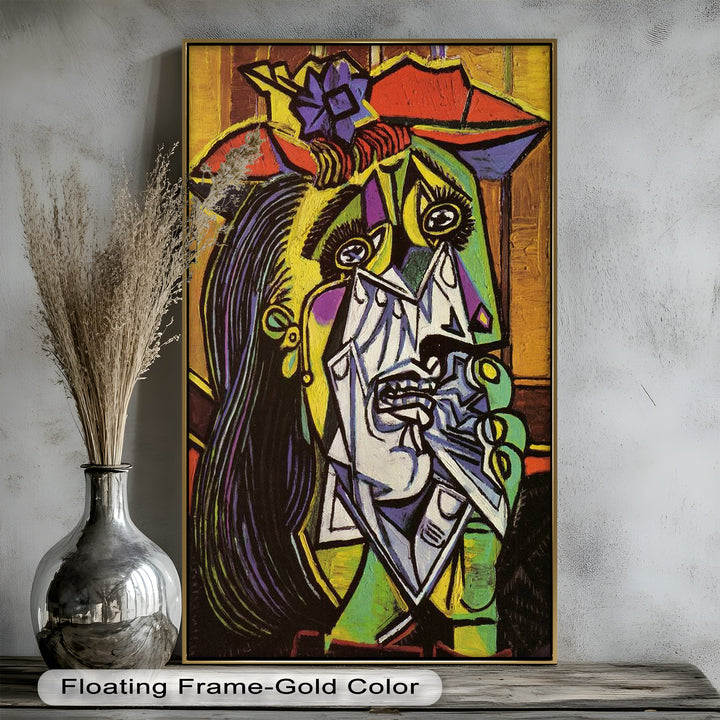 Woman Weeping in Red Hat – Emotional Cubist Expression Picasso Oil Painting