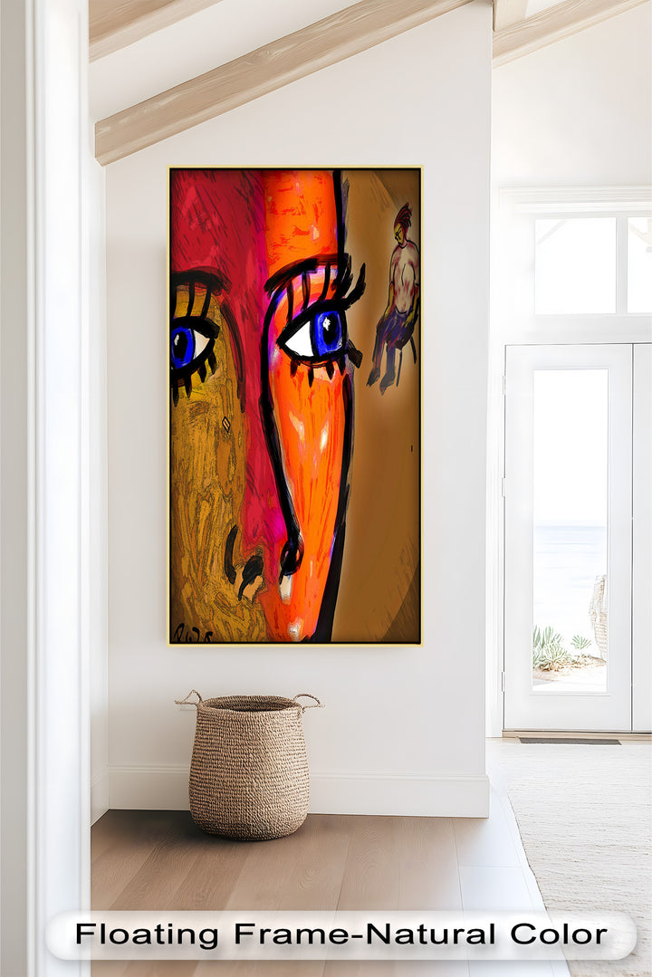 Gaze of Fire – Abstract Portrait with Distant Figure Picasso Oil Painting