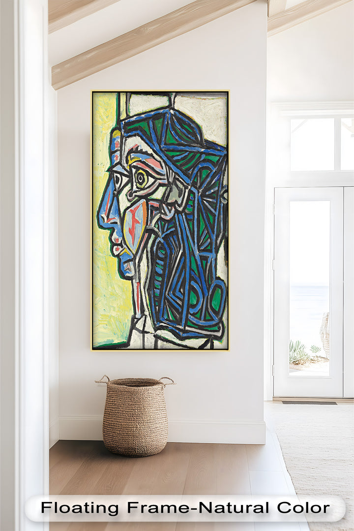 Geometric Portrait with Cyan and Emerald Tones - Picasso Oil Painting