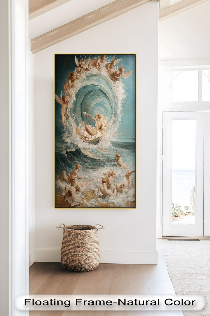 The Birth of Beauty – Mythic Seafoam and Cherubs Nude Oil Painting