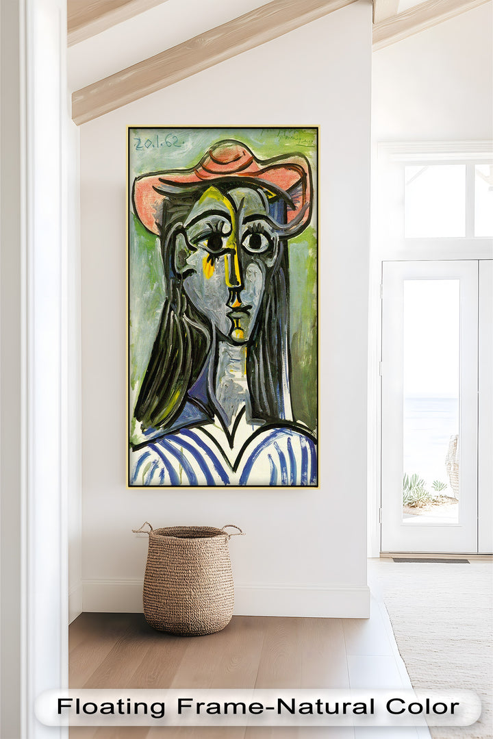 Woman in Rose Hat – Expressive Cubist Portrait Picasso Oil Painting