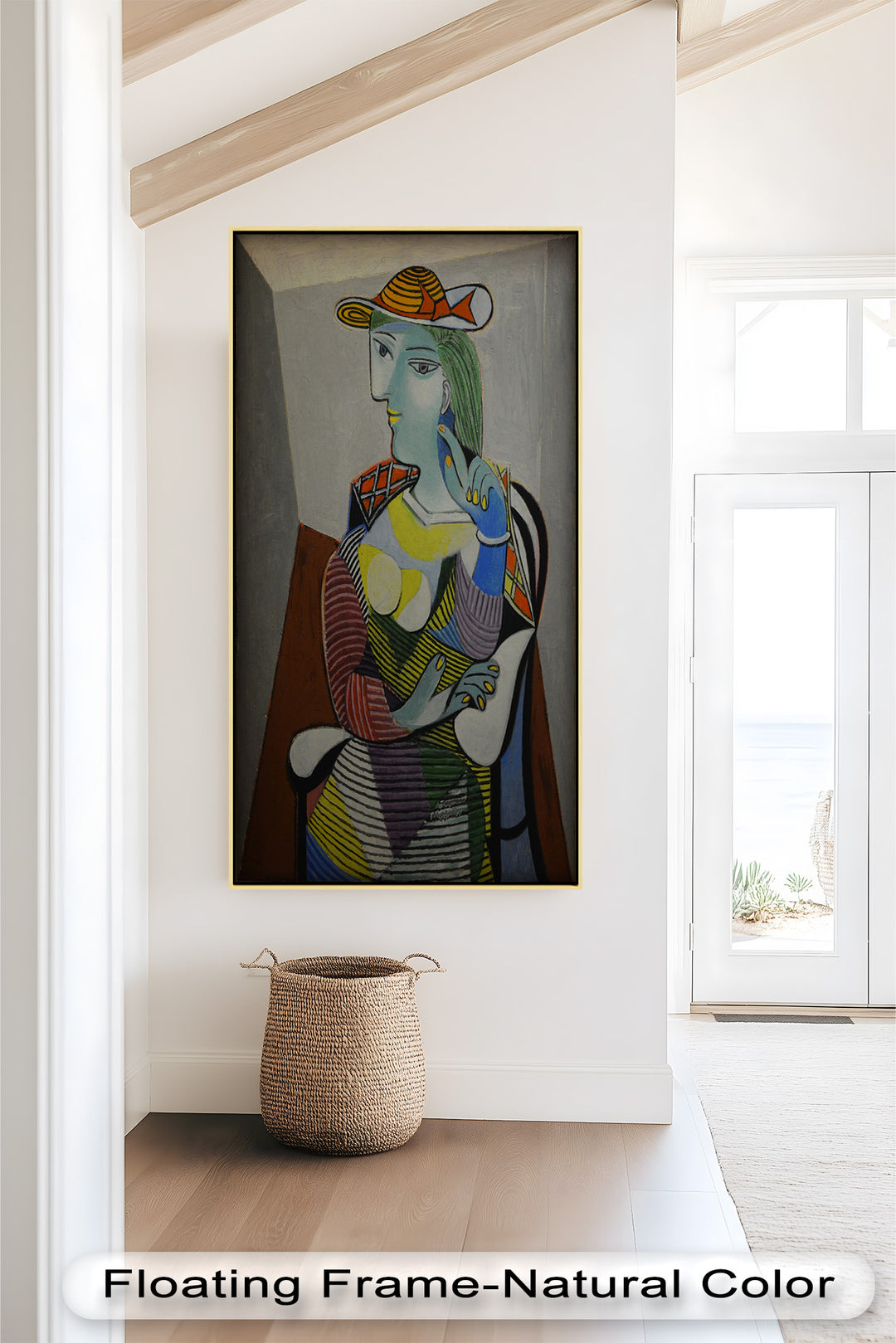 Striped Thoughts – Colorful Woman in Hat Picasso Oil Painting