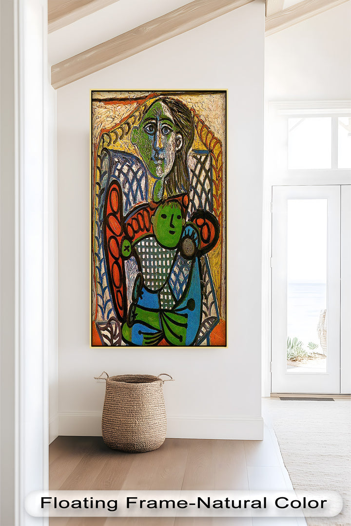 Green Embrace – Mother and Child Picasso Oil Painting
