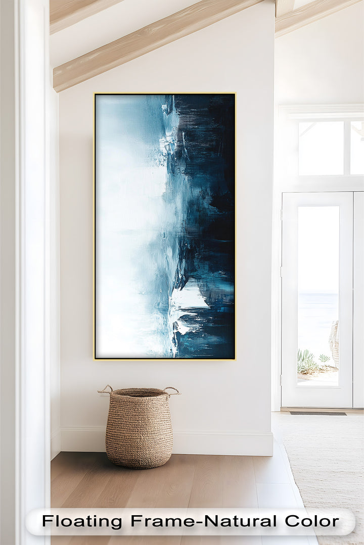 Midnight Fjord – Deep Blue Abstract Oil Painting