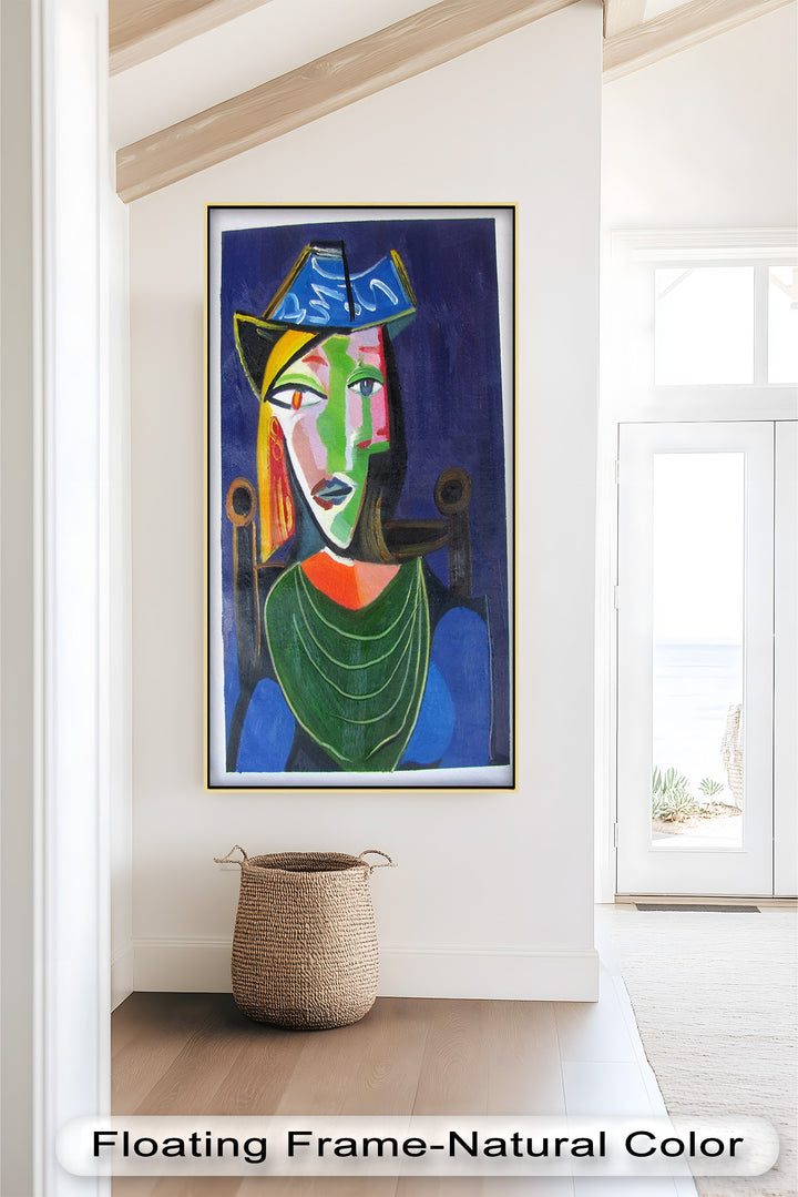 Jade and Indigo Muse – Abstract Woman Picasso Oil Painting
