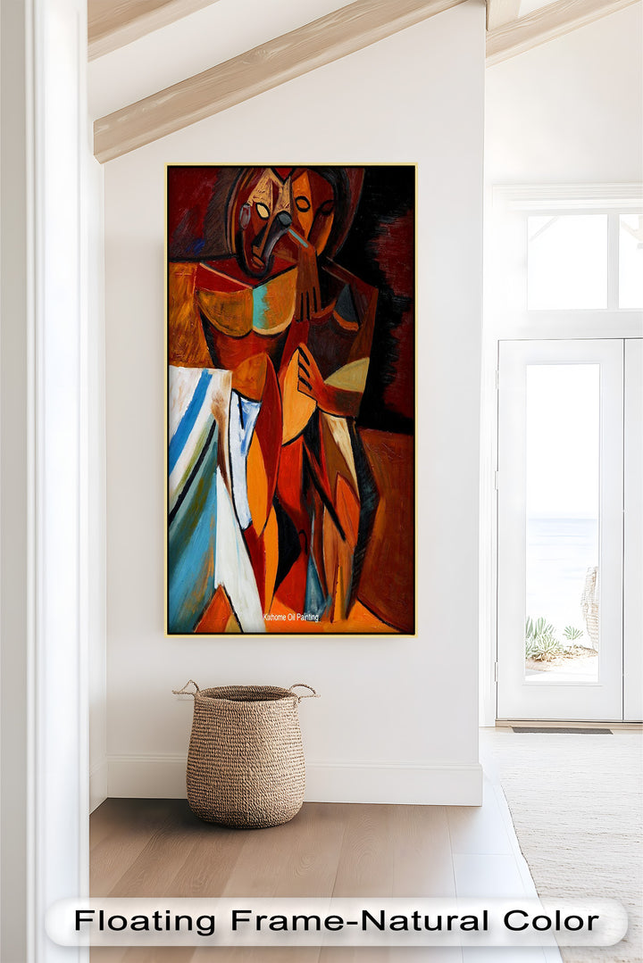 Embracing Figures Wall Art – Cubist Abstract Oil Painting