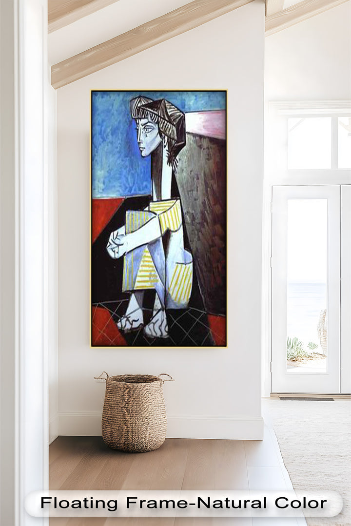 Seated in Reflection – Picasso Style Abstract Oil Painting